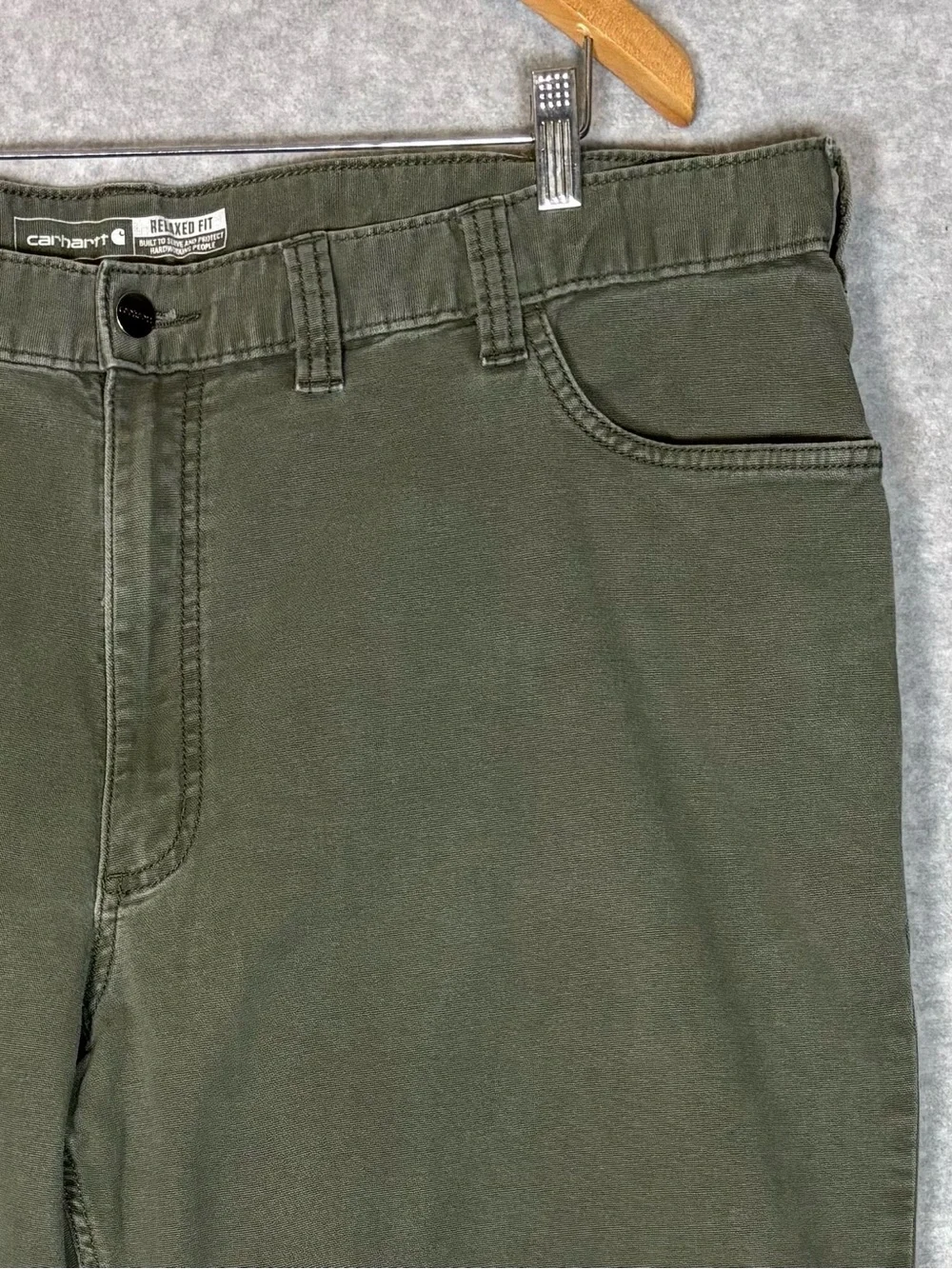 Carhartt Rugged Flex Relaxed Fit Canvas 5-Pocket Work Pants-Green-Men 44x32